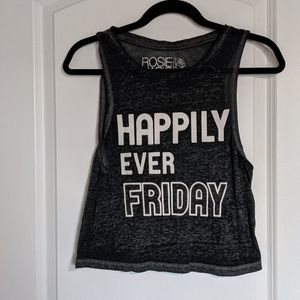 Happily Ever Friday Burnout black cropped tank top